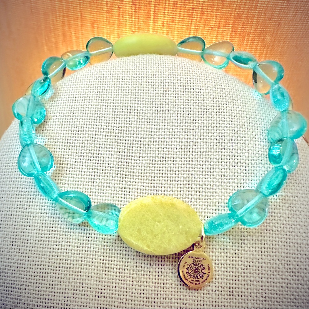 💝 HEART CHAKRA ❤️‍🔥 Handcrafted Lemon Jade & Crystal Glass Heart Bracelet❣️